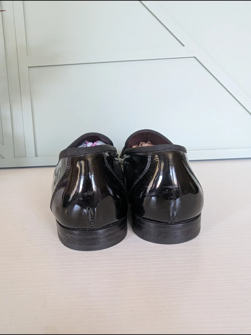 Salvatore Ferragamo Black Patent & Fabric Slip-On Loafers